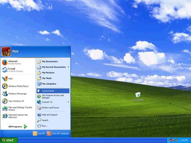 Screenshot of the Start Menu on Windows XP