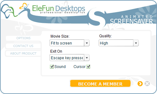 Settings panel for Elefun Desktop screensaver
