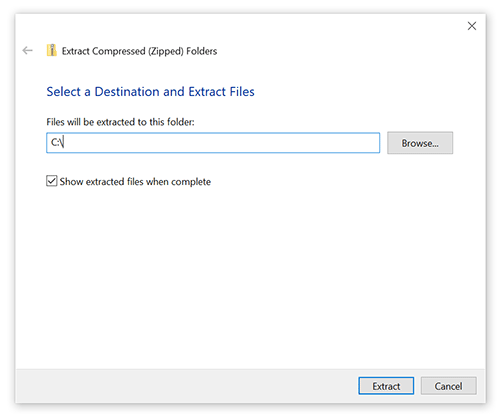 Selecting a destination folder for the dosbox folder