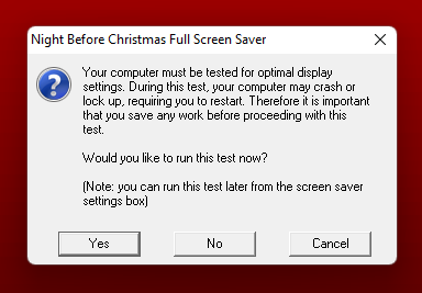 Test prompt in installer for Night Before Christmas screensaver