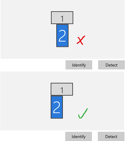 Vertically stacked monitors in the Windows 10 Display panel