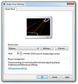 Screenshot of the Screen Saver Settings panel on Windows 7