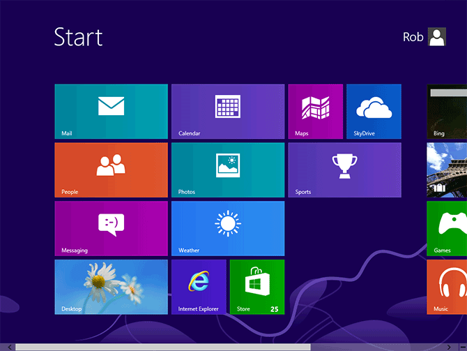 Start menu on Windows 8