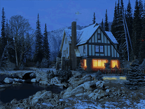 Screenshot of 3D Snowy Cottage
