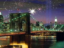 Screenshot of Fireworks on Brooklyn Bridge